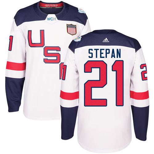Team USA #21 Derek Stepan White 2016 World Cup Stitched Youth NHL Jersey